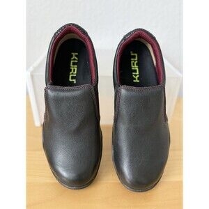 KURU Women’s 9 Kivi Walking Loafers Shoes Black Leather Slip‎ On Orthotic Work